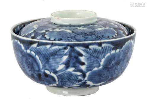 Japanese Blue and White Porcelain Covered Bowl