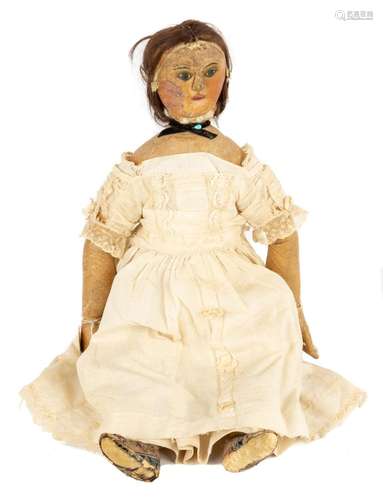 19th Century Oil Cloth Doll