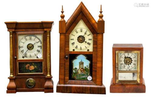 New Haven Gothic Clock, Seth Thomas Cottage Clock and Rosewo...