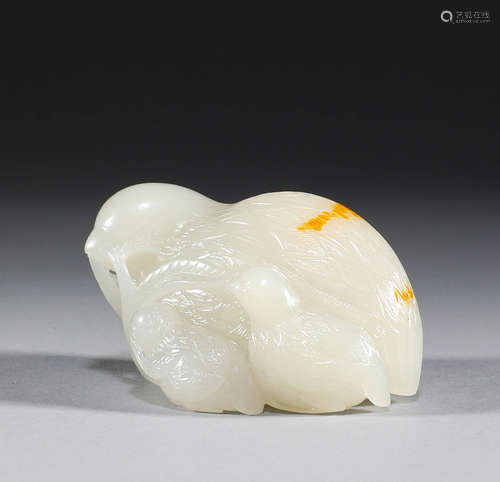 In the Qing Dynasty, Hotan jade quail