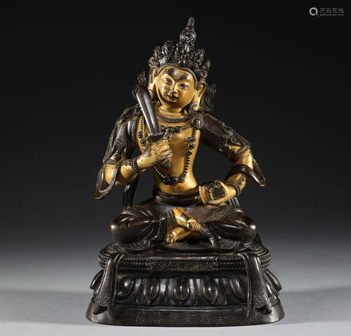 Qing Dynasty, liupin Buddha building, bronze gilded Bodhisat...