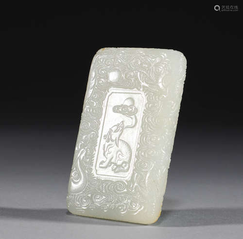 In the Qing Dynasty, Hotan jade cloud pattern auspicious bea...