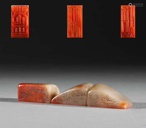 A group of Shoushan Furong stone seals in the Qing Dynasty