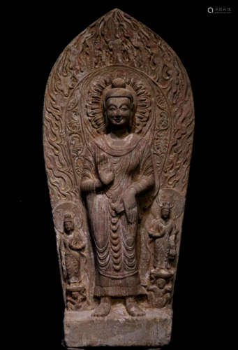 Ancient China, Eastern Wei Dynasty, sandstone back Buddha st...