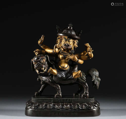 Qing Dynasty, liupin Buddha building, copper gilded Dharma p...