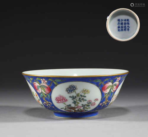 In the Qing Dynasty, the bowl was made of pastel flowers