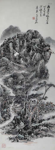 Fan Zu, ink landscape, paper vertical axis