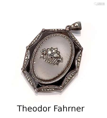 Extraordinary Fahrner pendant with marcasites and rock cryst...