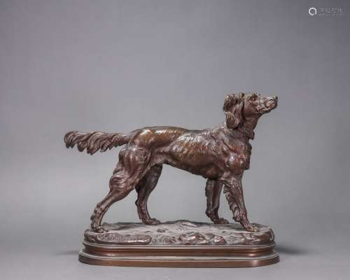 铜雕塑犬形摆件