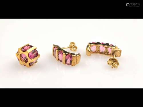 9 kt gold jewelry set with tourmaline