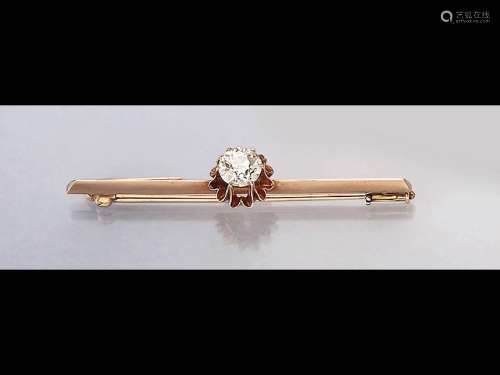 14 kt gold bar pin with old cut diamond