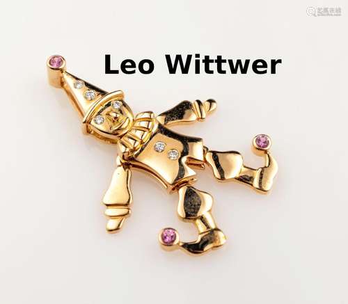 18 kt gold LEO WITTWER pendant 'clown' with diamon...