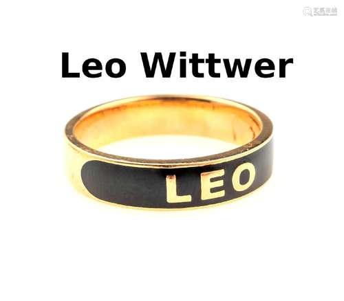 18 kt gold LEO WITTWER ring 'LEO' with enamel