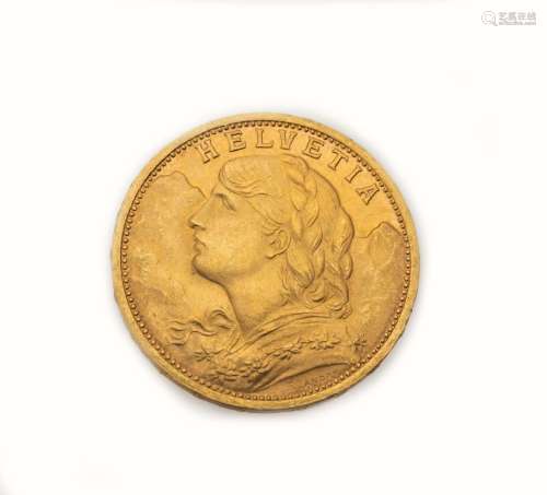 Gold coin, 20 Swiss Francs, Switzerland, 1927