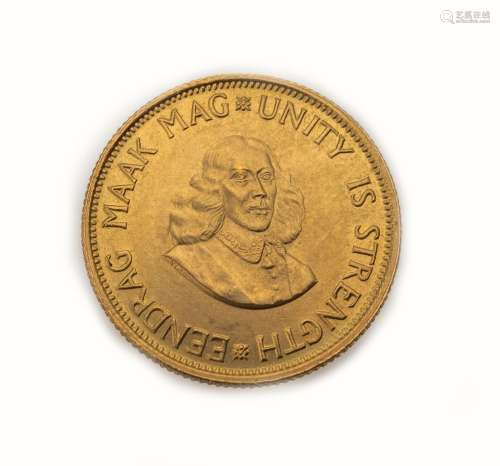 Gold coin, 2 edge, South Africa, 1974