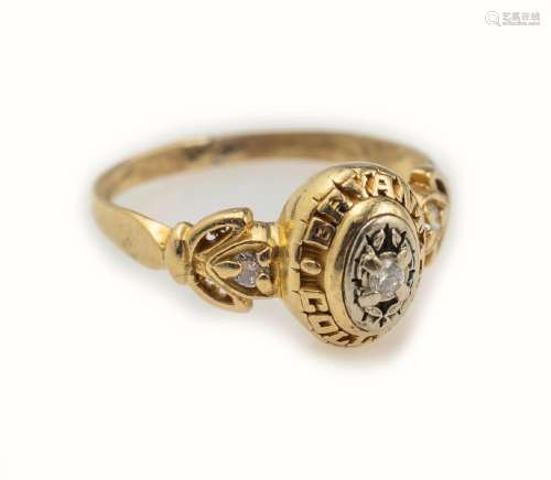 10 kt gold collegering with diamonds