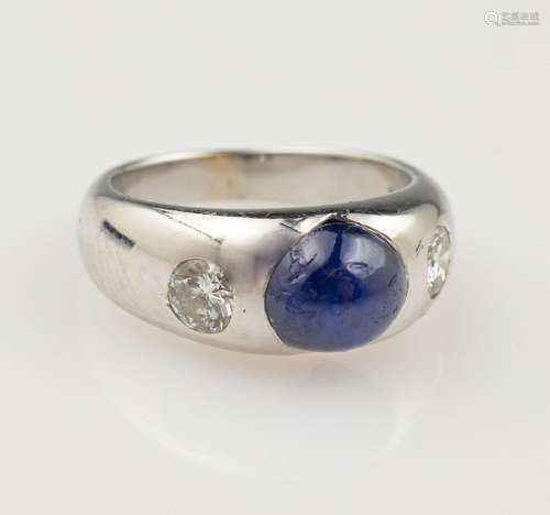 14 kt gold bandring with sapphire and brilliants