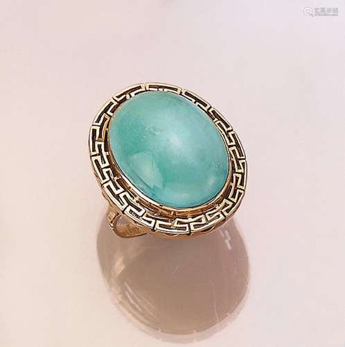 14 kt gold ring with turquoises