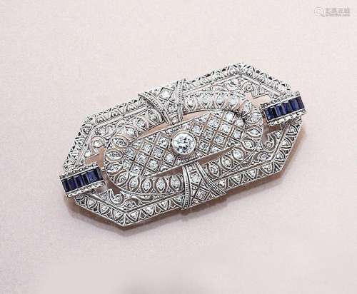 Art-Deco brooch with diamonds and sapphires