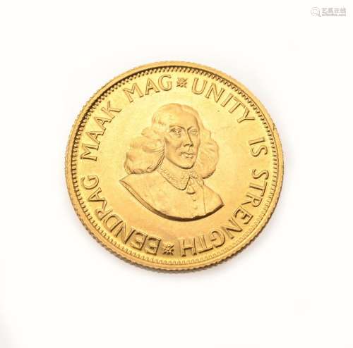 Gold coin, 2 edge, South Africa, 1973