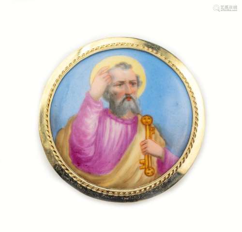 14 kt gold brooch with miniature painting