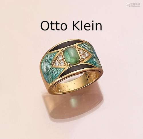 18 kt gold OTTO KLEIN ring with tourmaline, brilliants