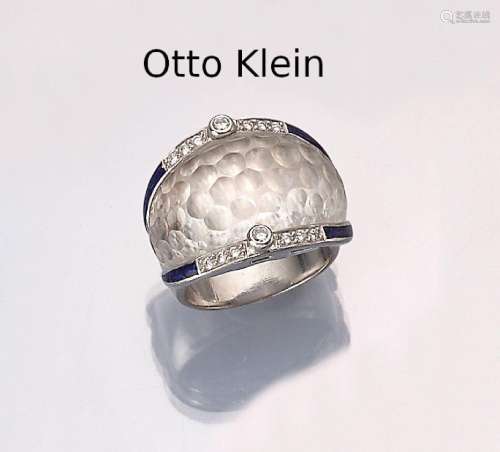 18 kt gold OTTO KLEIN ring with rock crystal, brilliants