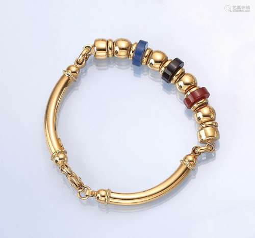 18 kt gold bracelet with semi-precious stones