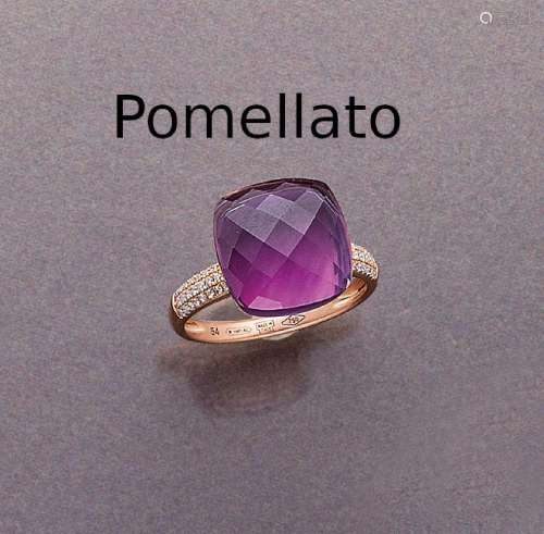 18 kt gold POMELLATO ring with amethyst and brilliants
