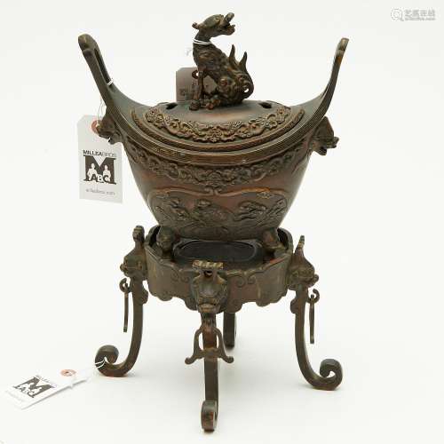 Chinese bronze censer and stand