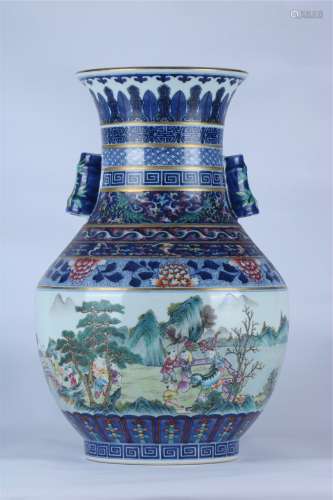 Blue And White Porcelain Famille Rose Bottle, China