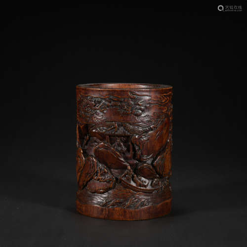 A bamboo 'figure' pen container,Qing Dynasty