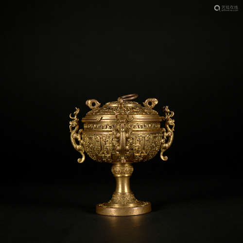 A gilt-bronze censer,Qing Dynasty