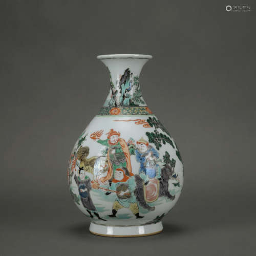 A Wu cai 'figure' pear-shaped vase,Qing Dynasty