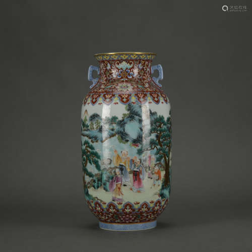 A famille-rose 'figure' jar,Qing Dynasty