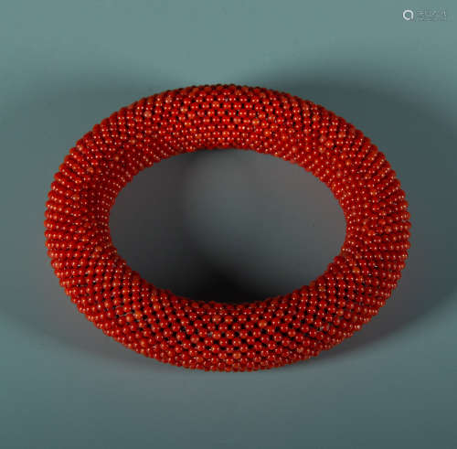 Qing Dynasty - Coral beads woven bracelet