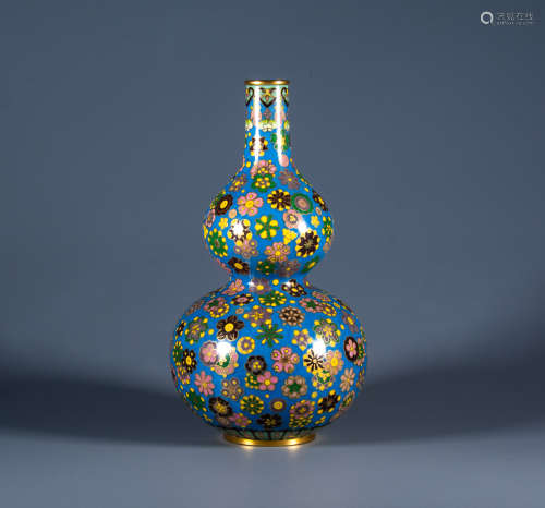 Qing Dynasty - Cloisonne gourd bottle