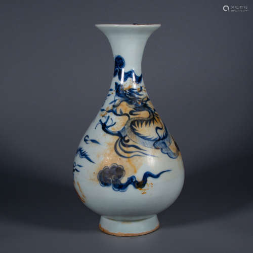 Yuan Dynasty - Blue and white [Jade Pot Spring] bottle