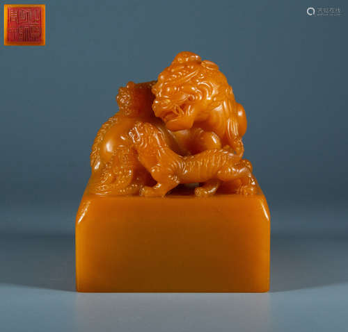 Qing Dynasty - Shoushan stone auspicious beast seal