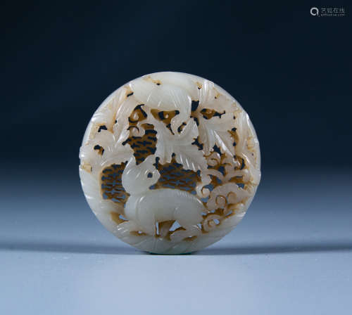 Yuan Dynasty - Hetian white jade [hollow out] accessories