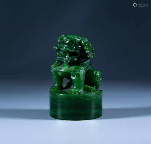 Qing Dynasty - Hetian Jade lion decoration