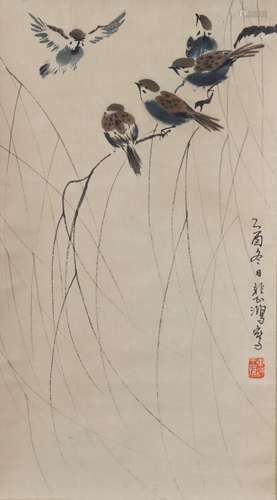 A Xu beihong's magpie painting