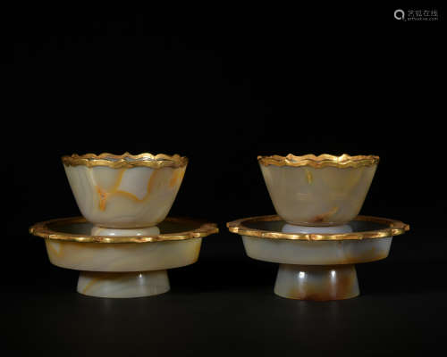 A pair of agate cup,Qing Dynasty
