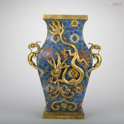 A Cloisonne enamel 'dragon' vase,Qing Dynasty