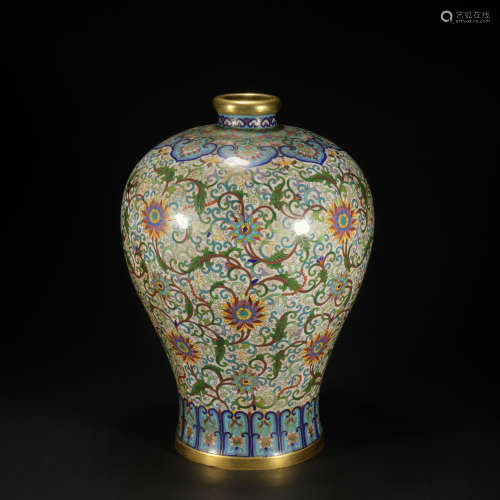 A Cloisonne enamel 'floral' Meiping,Qing Dynasty
