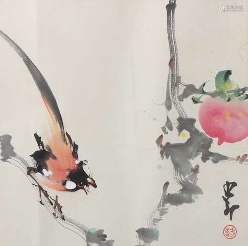 A Zhao shaoang's flowers and birds painting(without frame)