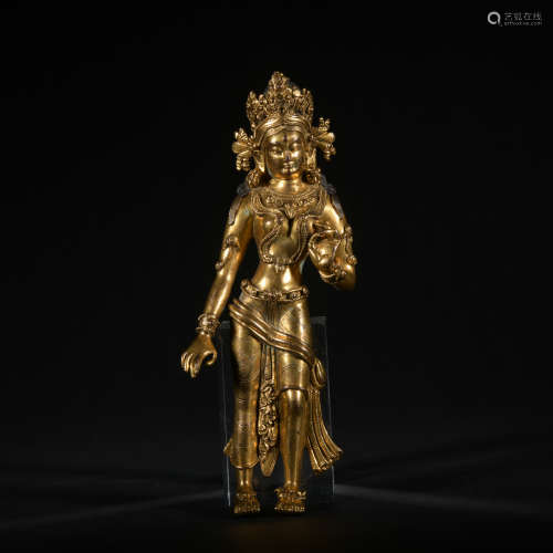 A gilt-bronze statue of buddha,Qing Dynasty