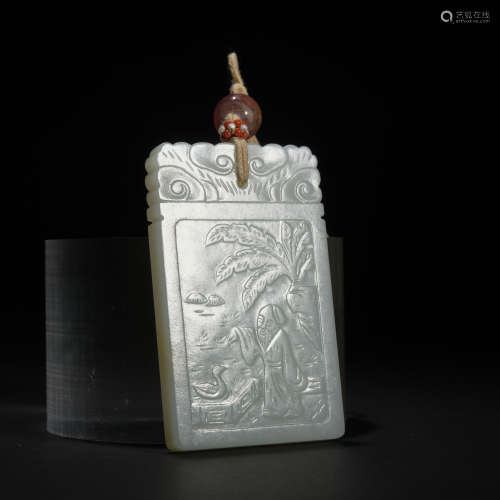 A jade 'figure' card,Qing Dynasty