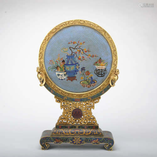 A Cloisonne enamel screen,Qing Dynasty
