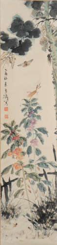 A Wang xuetao's flowers painting